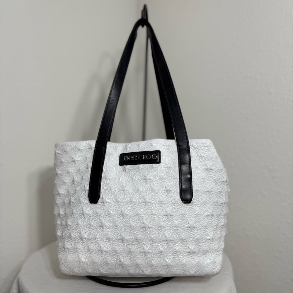 Jimmy Choo White Leather embossed Star Tote - Picture 2 of 12